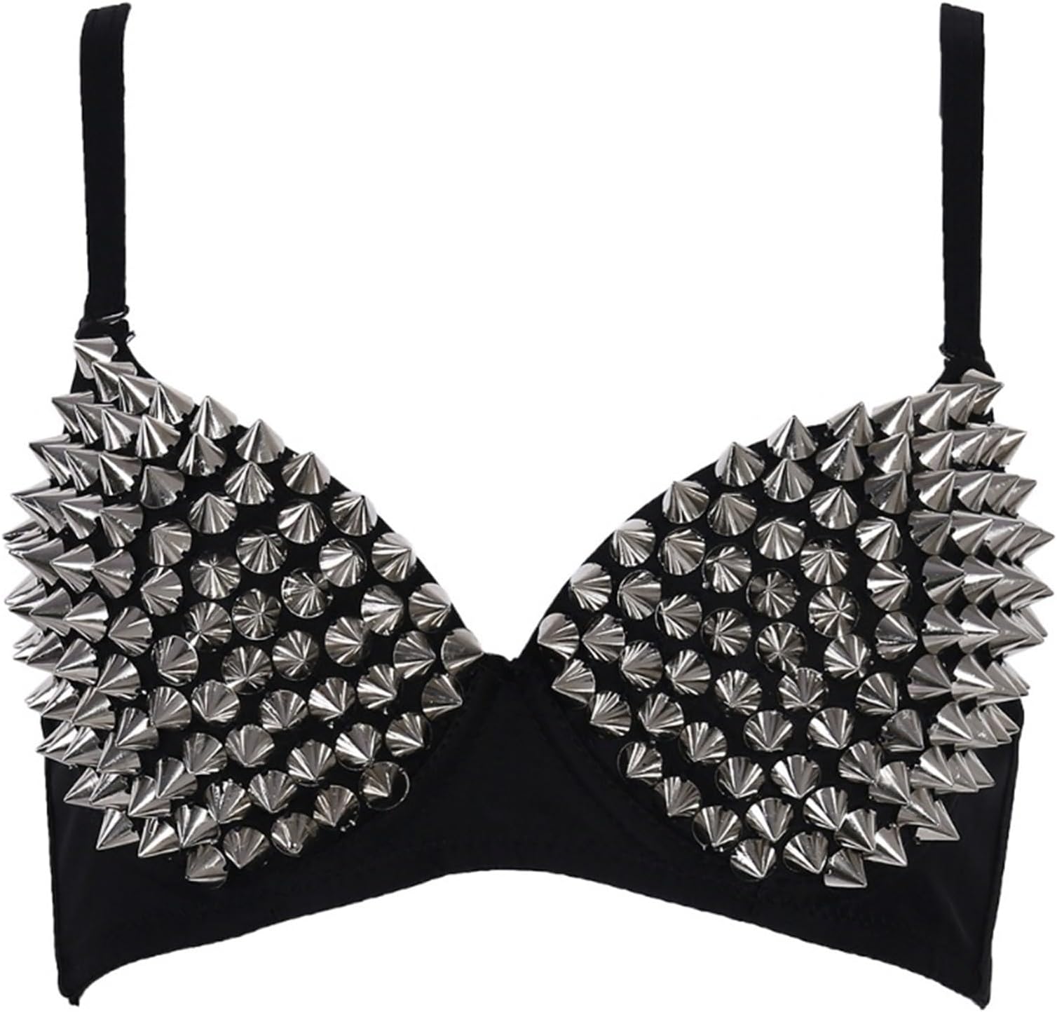 Women's Bras Non Wired Wireless Push Up Bra Full Studded Metal Punk Dance Dress Bras Party Night Club Outfit Bra Non Padded Soft Support Comfort Bralette
