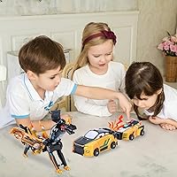 Vista 2 de Juguete de coche de dinosaurio transformante 2 en 1 – Robots de colisión magnética para niños Emocionante juego de transformación para niños