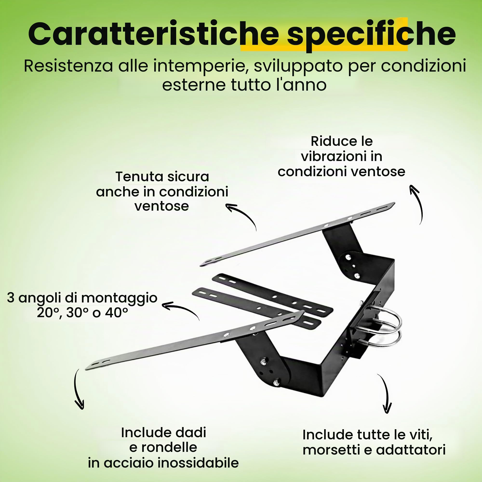 Offgridtec set di montaggio a parete e palo in alluminio per modulo solare 20-50W supporto pannello solare