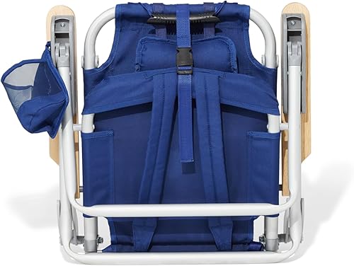 Miniatura 9 de Tommy Bahama Silla de playa plegable con mochila plana de 5 posiciones para niños, color azul marino sólido ondulado Marlin