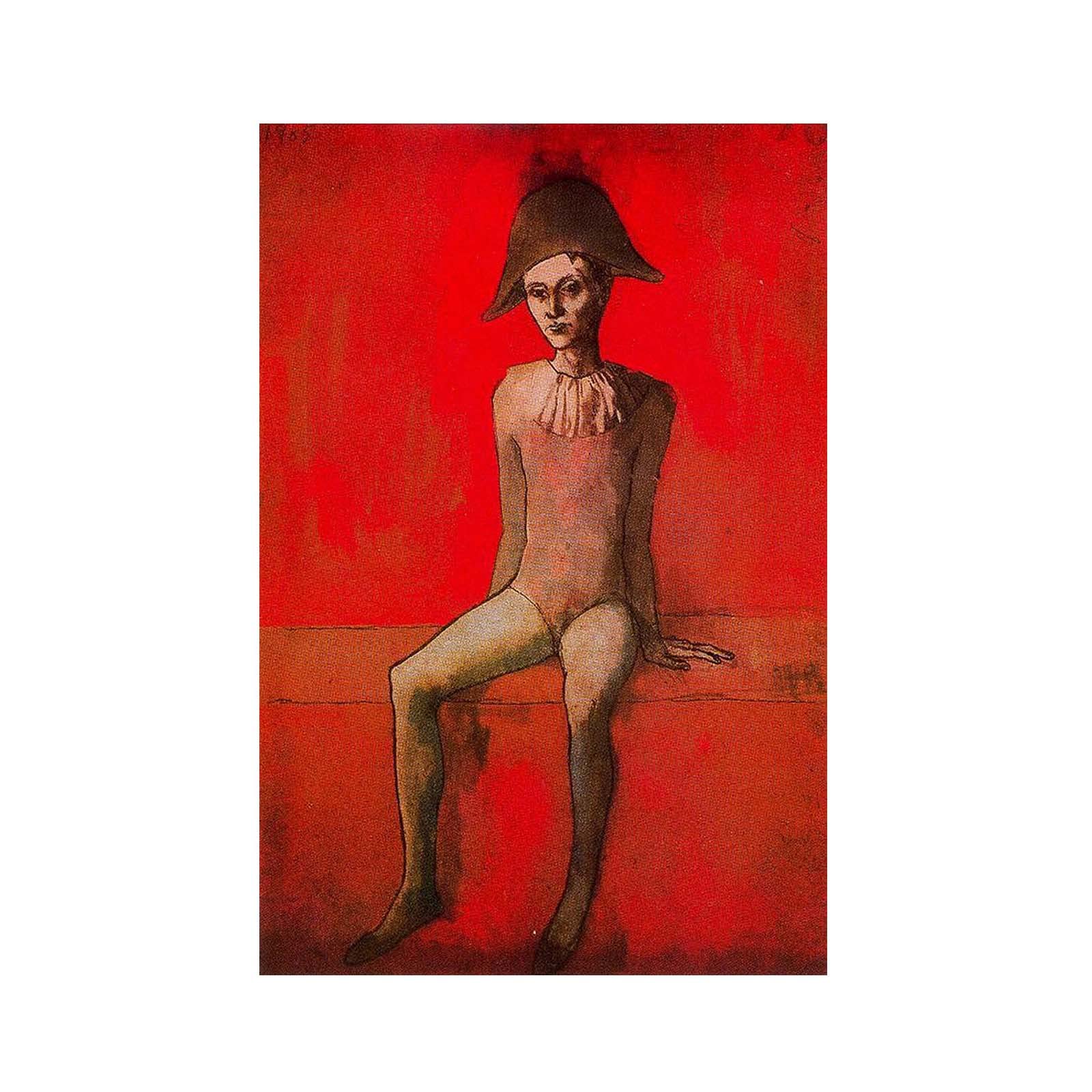 Pablo Picasso《 Arlequín sentado1》Lienzos de Arte Moderno -Decoración Pared -Lienzo Pinturas Pasillo Decorativo Poster Impresiones Decoración Del Hogar(55x83cm-22x33inch),Sin Marco