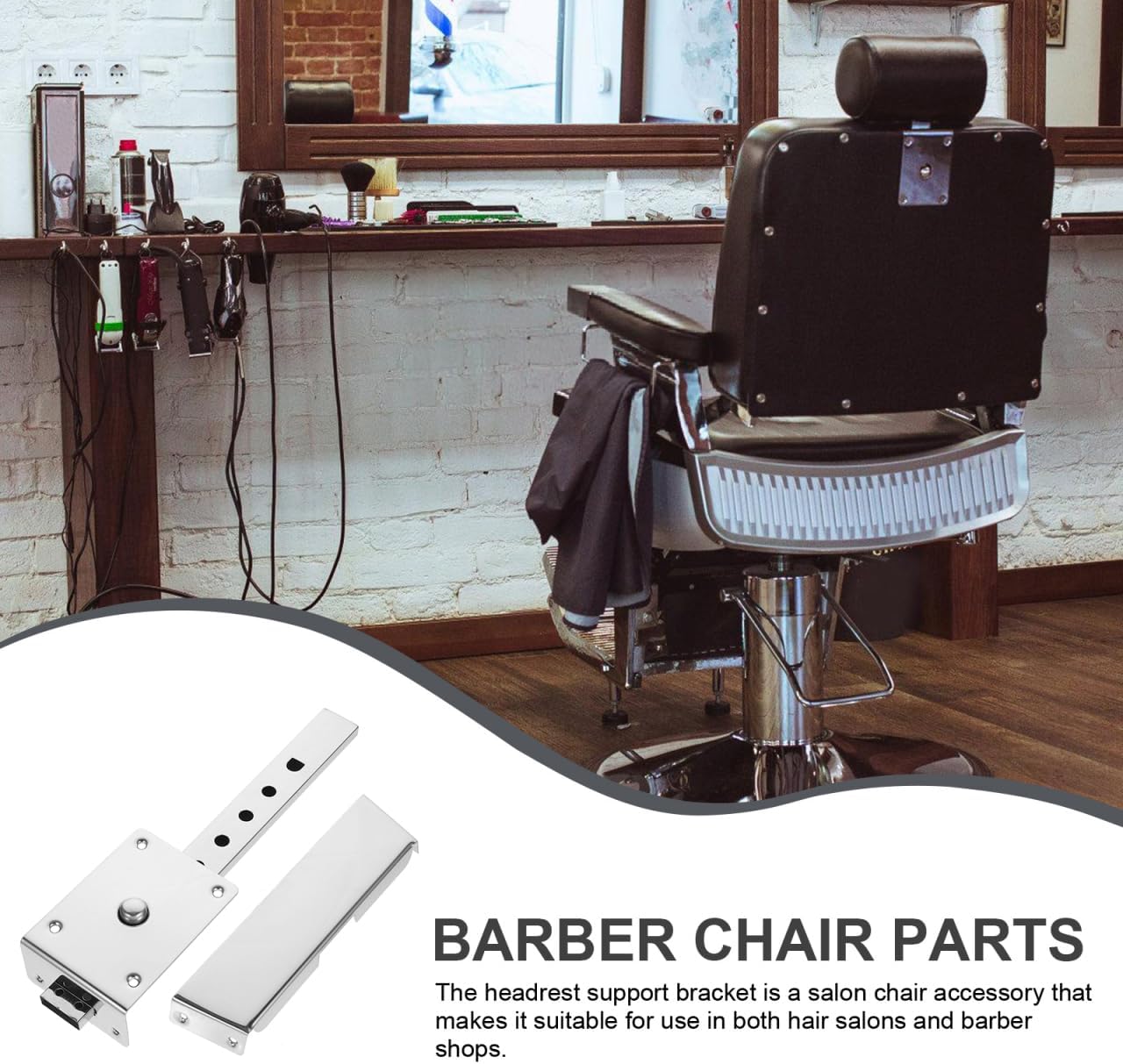 balacoo Barber Chair Headrest Bracket Replacement - Ergonomic Salon Chair Headrest Support Iron Construction Easy Installation for Barber Shop and Salon Use 11.65 X 3.14 X 1.69 Inches