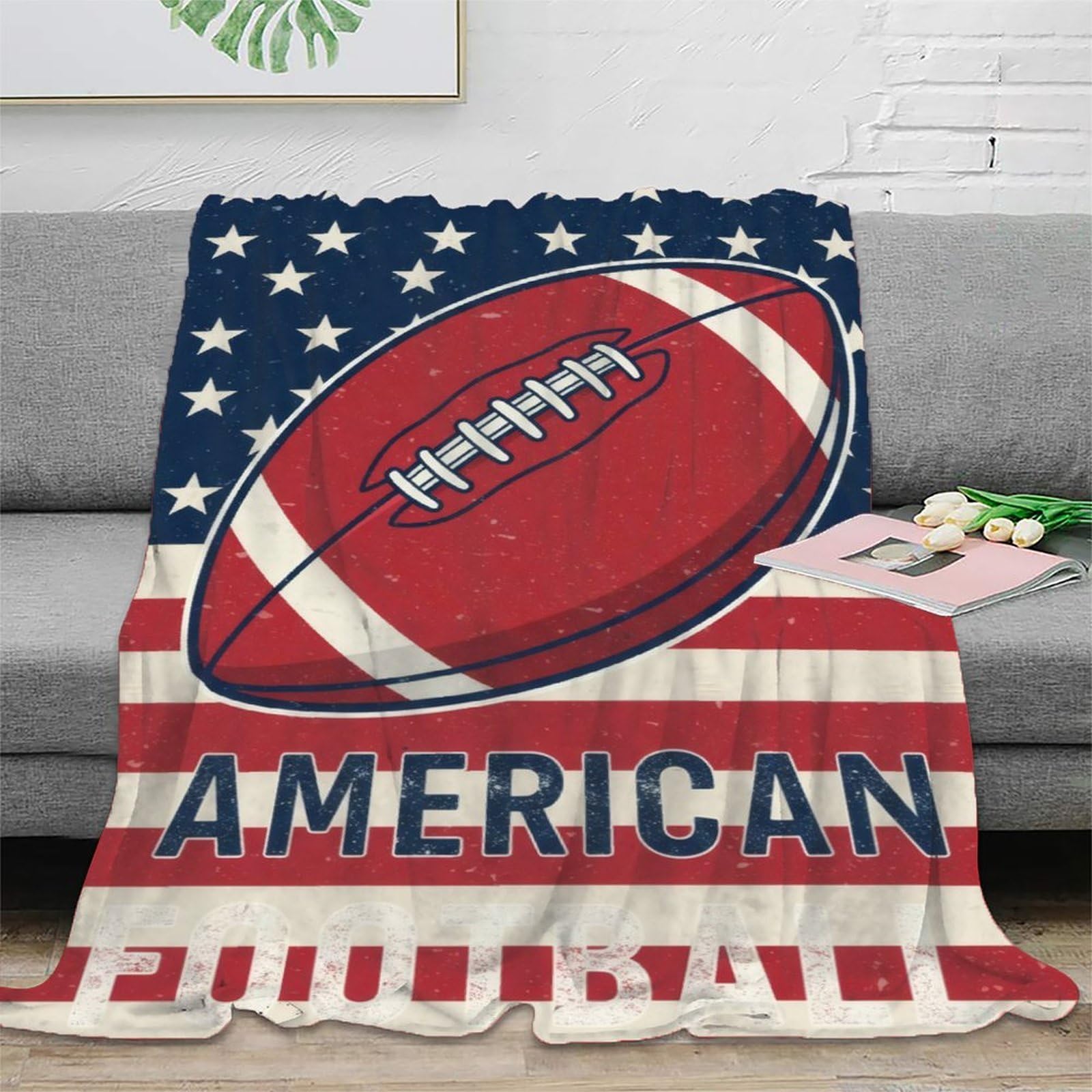 stampa 3D American football plaid in pile microfibra biancheria da letto morbido coperta in pile anti-pilling per giovani amanti delle serie tv vintage poster 80×90inch(200x230cm)