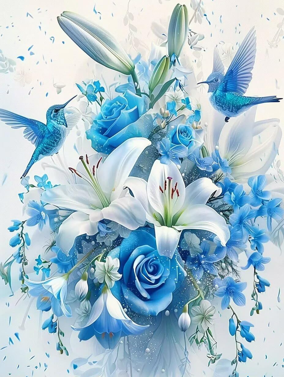 CALUOHO Flower Diamond Painting Kits for Beginners-Floral Diamond Art Kits for Adults,Birds Flower Gem Art Kits for Adults for Gift Home Wall Decor Gifts 20x24 Inch