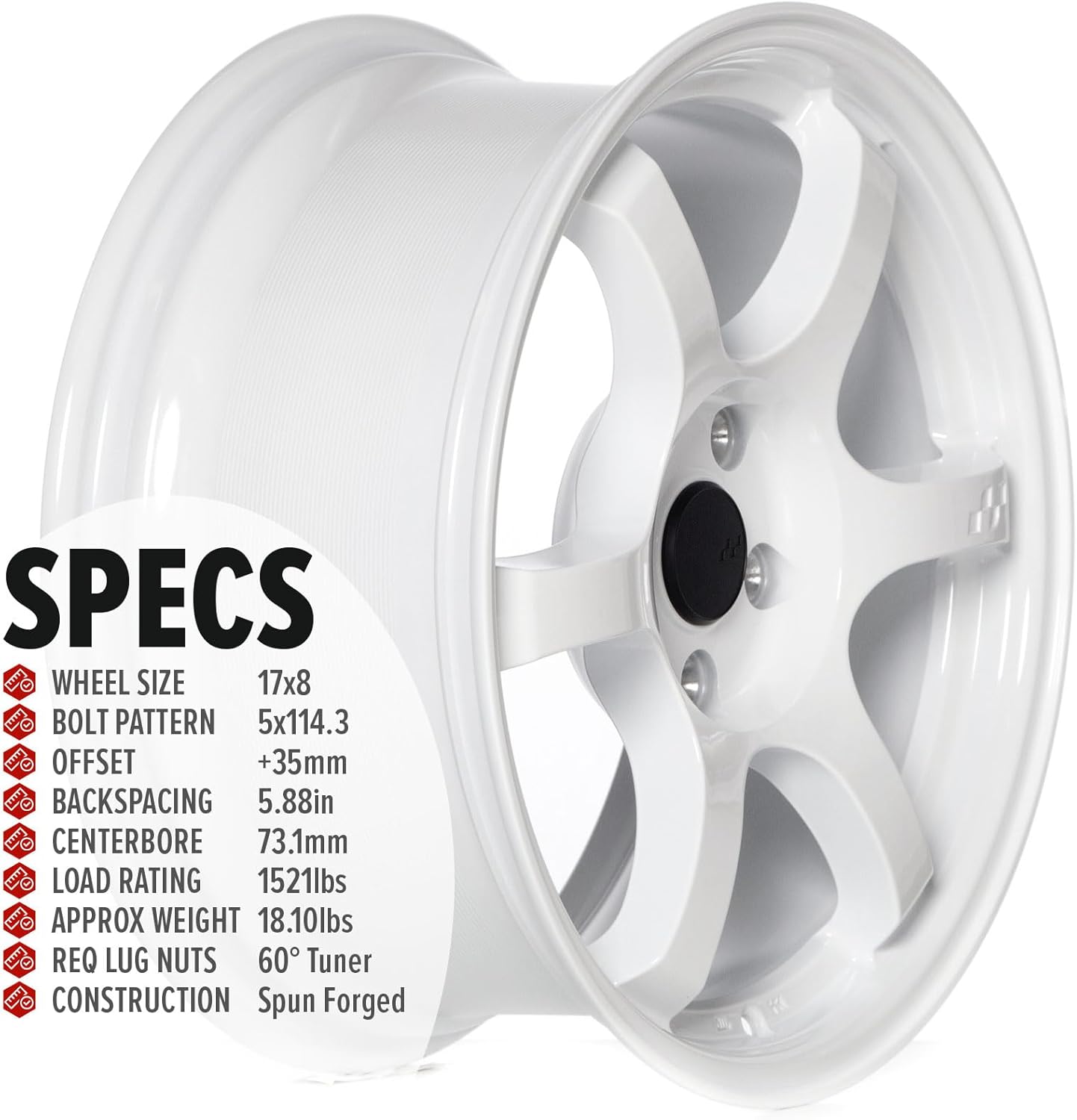 Circuit Performance CSF1 17×8 Gloss White 5x114.3 [+35mm] 57DR Style Compatible with Civic etc