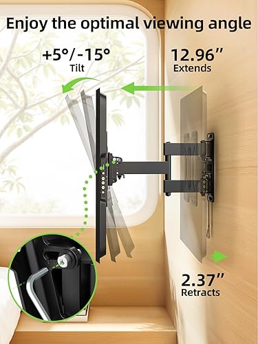 Miniatura 4 de USX MOUNT Soporte de TV RV con certificación UL para la mayoría de televisores de 17 a 43 pulgadas, soporte de pared de movimiento completo con