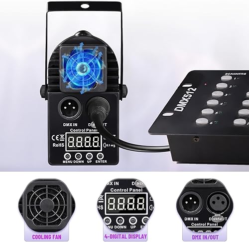 Miniatura 4 de Pinspot Light 15W DMX, paquete de 2 luces de bola de discoteca RGBW con control remoto, DMX512, foco de pin activado por sonido para fiestas, bodas,