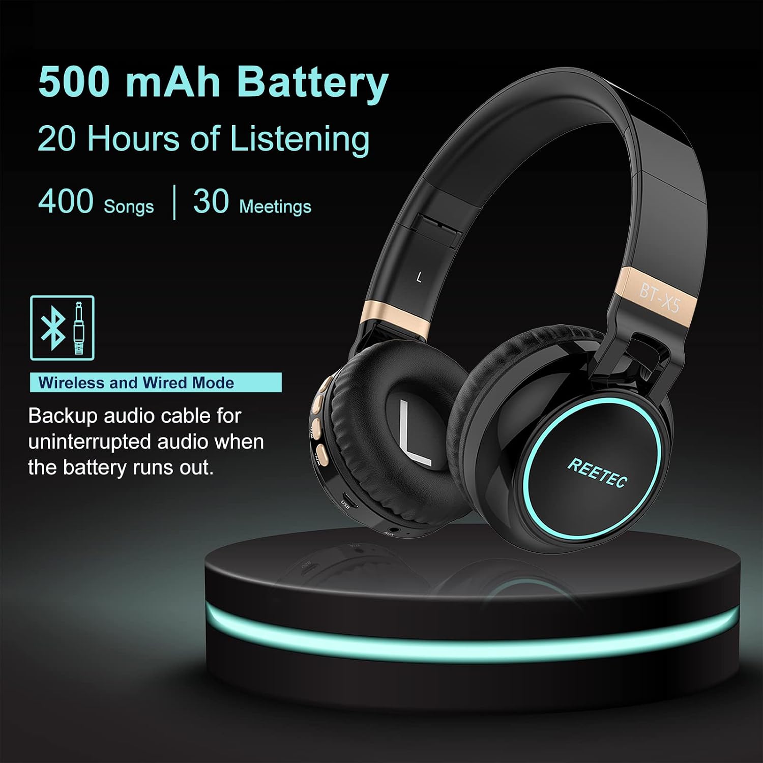 REETEC Bluetooth Headphones Over Ear 