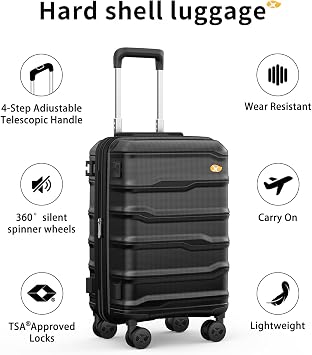 20 Inch Expandable Carry On Luggage 22x14x9 Airline Approved Suitcase