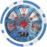 Vista 5 de Brybelly Hi-Roller - Chip de póquer pesado compuesto de arcilla de 0.49 oz, paquete de 50