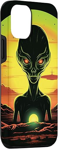 Miniatura 3 de iPhone 14 Pro Cute Green Alien Head UFO Space Face  Alien Case