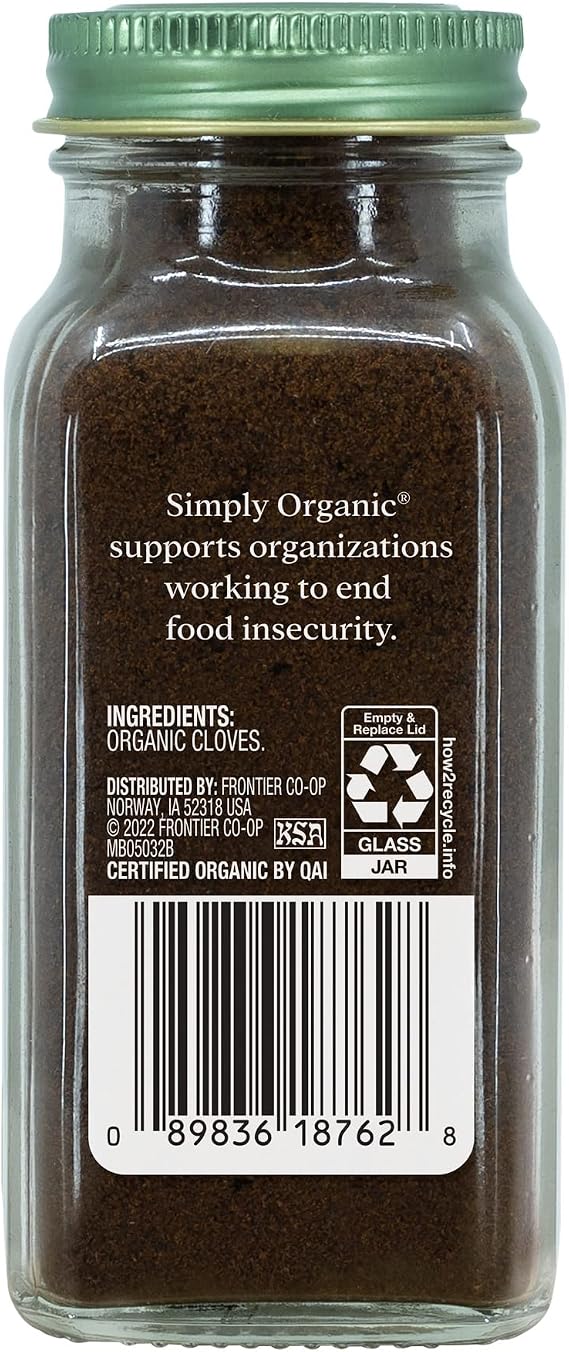 Simply Organic Ground Cloves, Certified Organic | 2.82 oz | Pack of 2 | Syzygium aromaticum (L.) Merr. & L.M. Perry