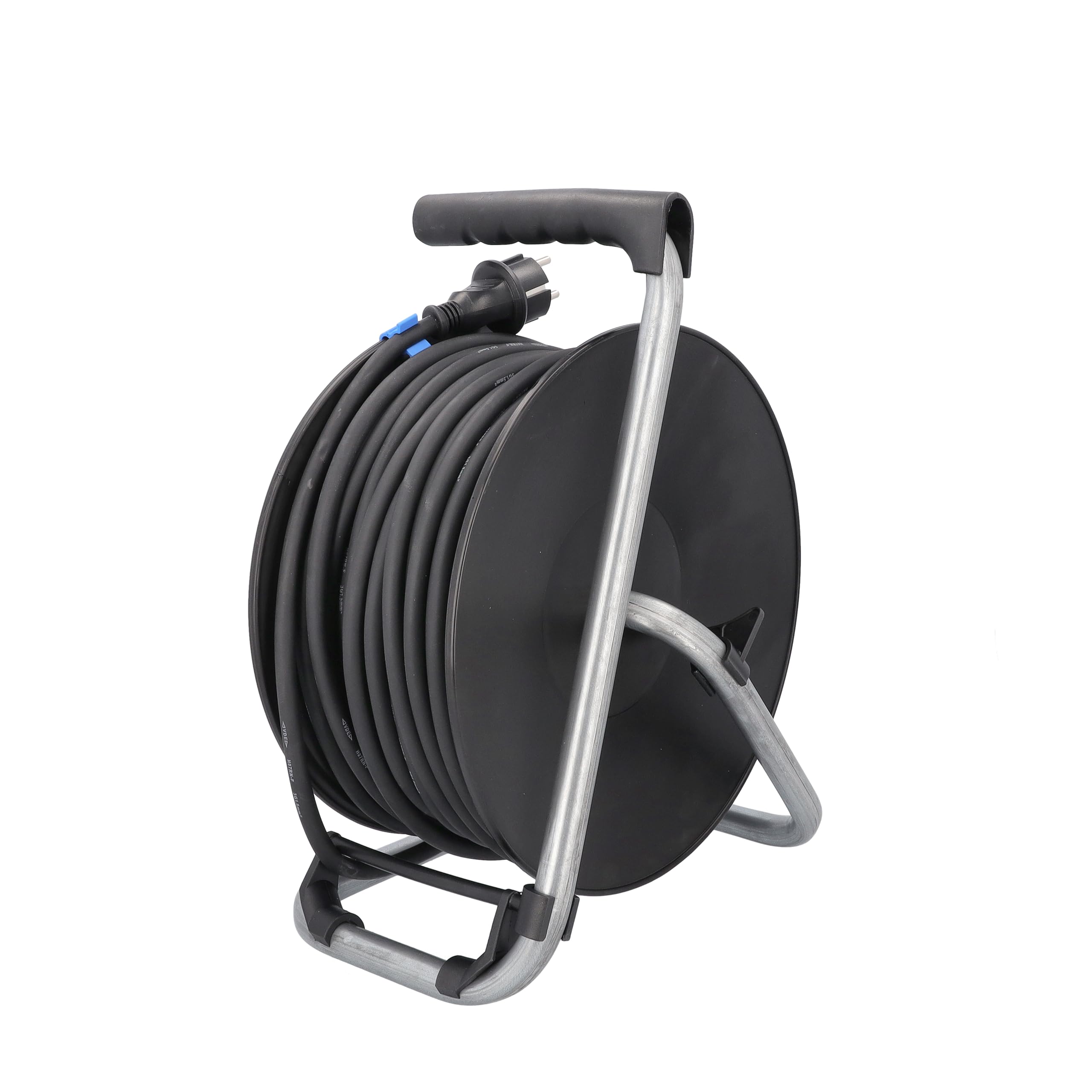 as - Schwabe enrollacables 25 m H07RN-F 3G2,5, IP44 exterior, 3 tomas de corriente con toma de tierra, freno de bloqueo, guía de cable, Made in Germany