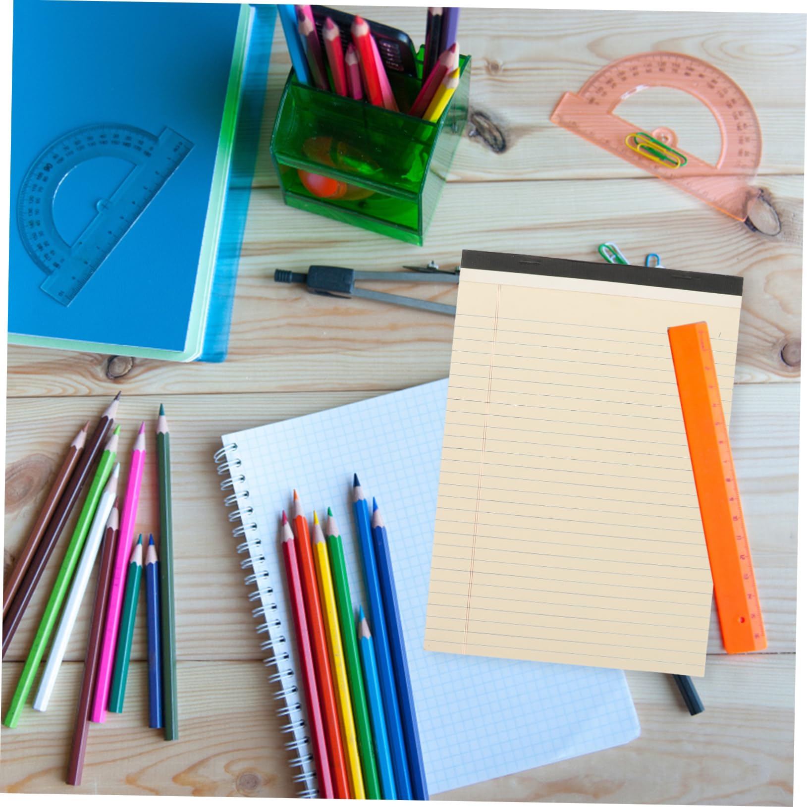 Bloc-notes Ligné A4 Beige, Lot de 4, Papier Épais à Déchirure