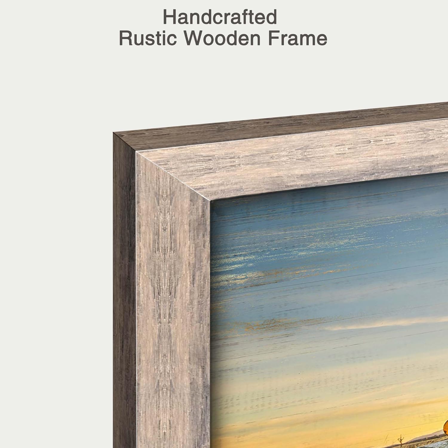 Vintage Truck Framed Wall Art: Farm Vehicle Picture Sunset Landscape Painting Rustic Countryside Prints Distressed Farmhouse Wood Artwork for Bedroom