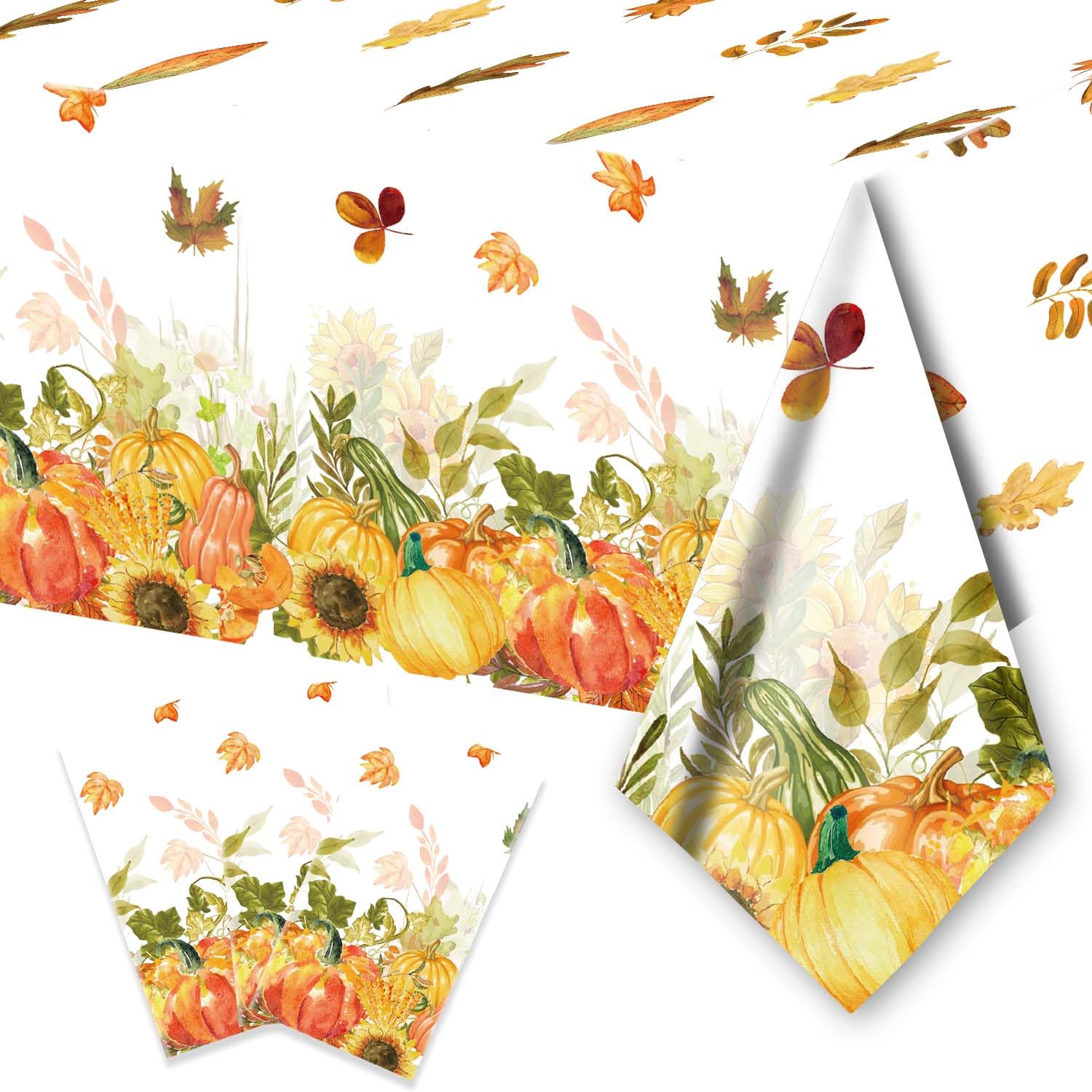 Thanksgiving Disposable Tablecloth - 108 X 54 Inch Plastic Waterproof Autumn Theme 10 thumbnail image