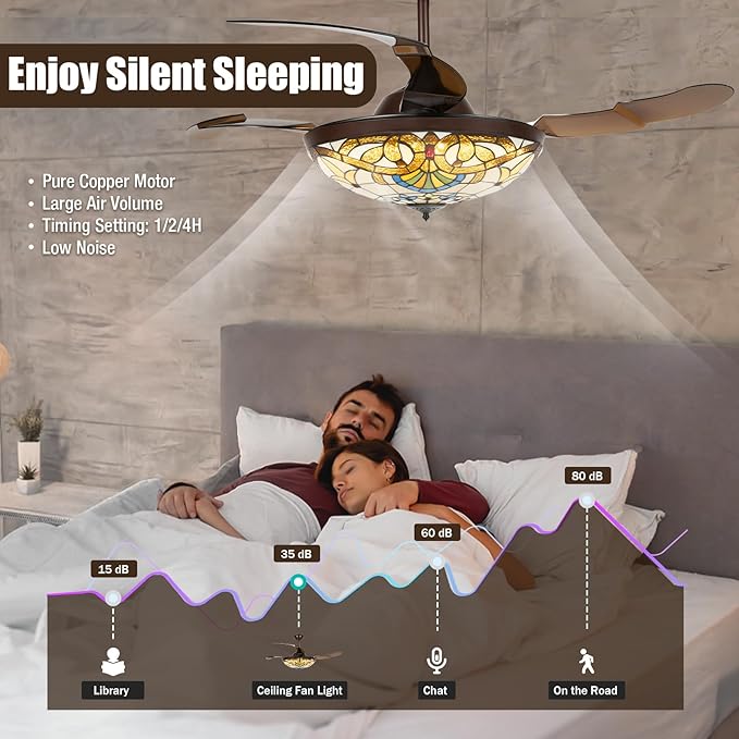 Ventilador de Techo 36" con Luz LED Dimmable y Control Remot miniatura 3