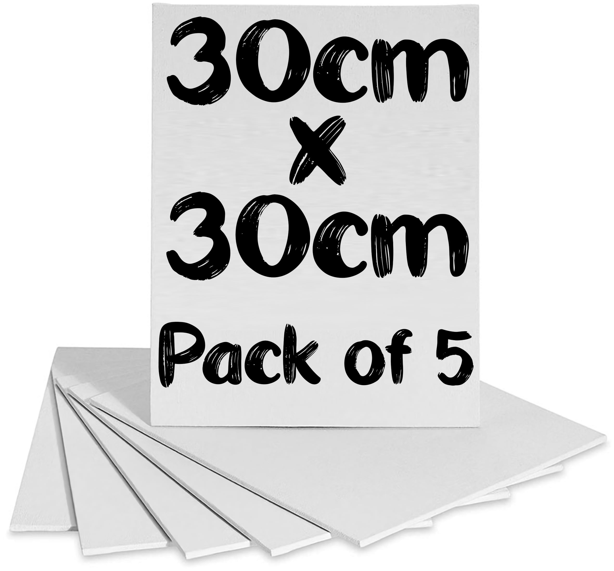 Pack of 5 30cm x 30cm Canvas Boards - Square Artist Painting Panels – Premium Triple Primed 100% Cotton Blank Canvas Board for Acrylic & Oil Paint – Acid-Free Art Canvases for Painting