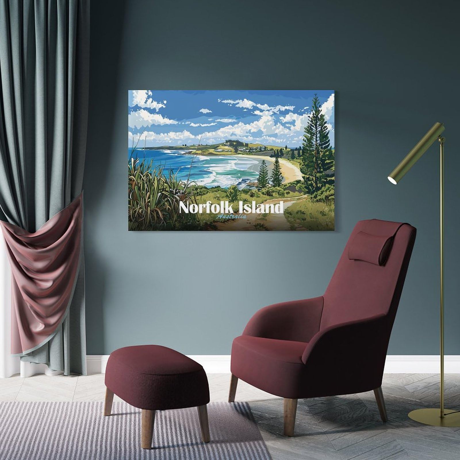 Junmoney Frame-Style-7 Canvas Art Print Norfolk Island, Australia, 24X36inch(60X90cm), For Office, Study Or Home Workspace, Wall Art That Adds Style To Work Areas