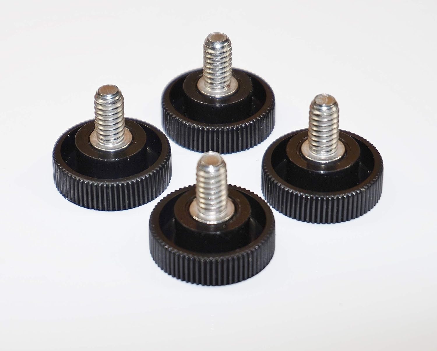 Four (4) 1/4-20 x 1/2" Long Stainless Steel Thumb Screws 1" Round Knurled Plastic Head