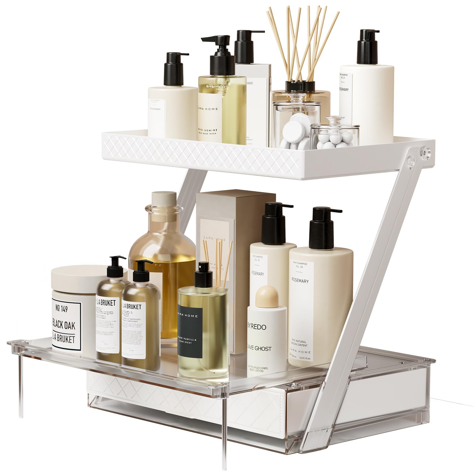 Neatora White 2-Tier Z-Shaped Bathroom Countertop Organizer