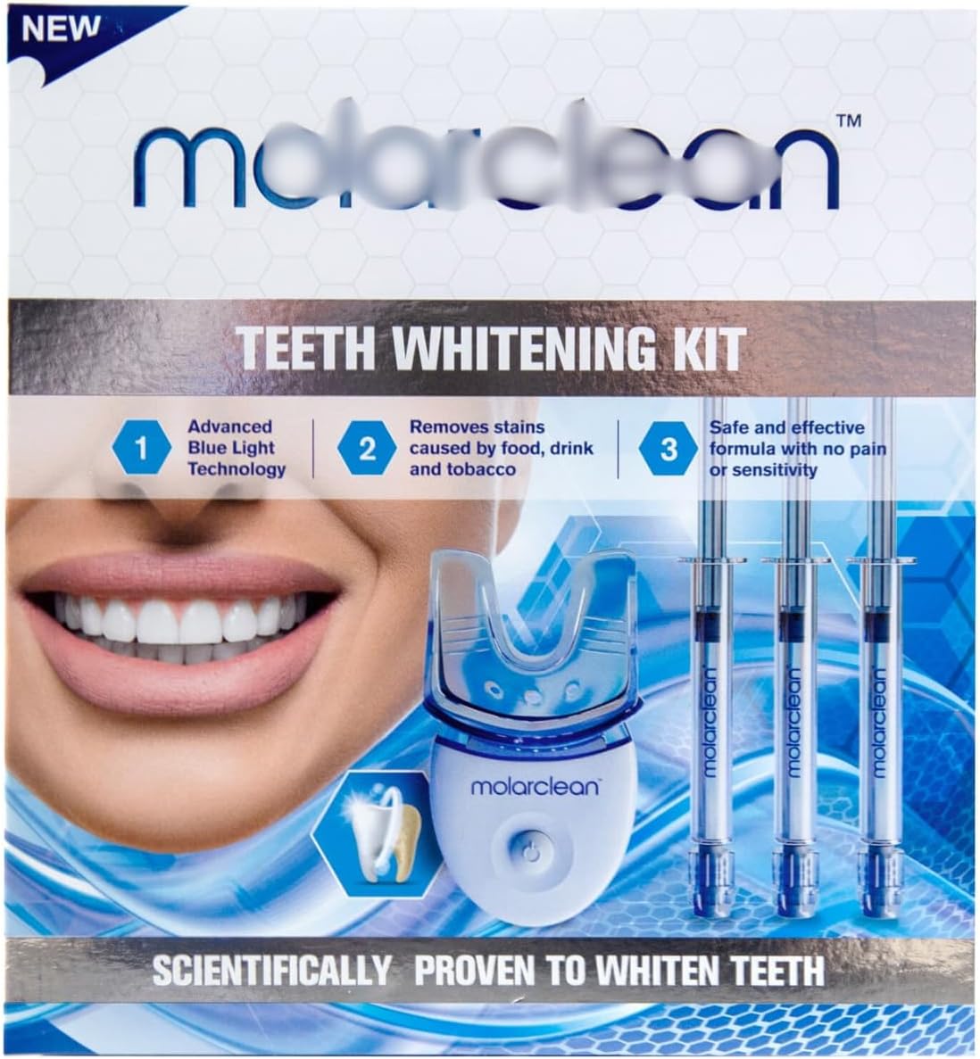 Teeth Whitening Kit - Features: Advanced Blue Light Technology, Removes Stains Caused by Food, Drink and Tobacco, Safe and Effective Formula with No Pain Or Sensitivity