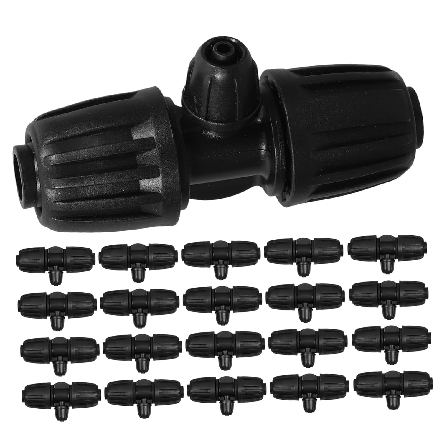 VALICLUD 30pcs Barbed Drip Line Adapter with Anti-Drop Lock Nuts, 3-Way Splitter for Garden Lawn Irrigation System, Leak-Proof Pp Tubing Tee Fitting for Outdoor Drip Irrigation