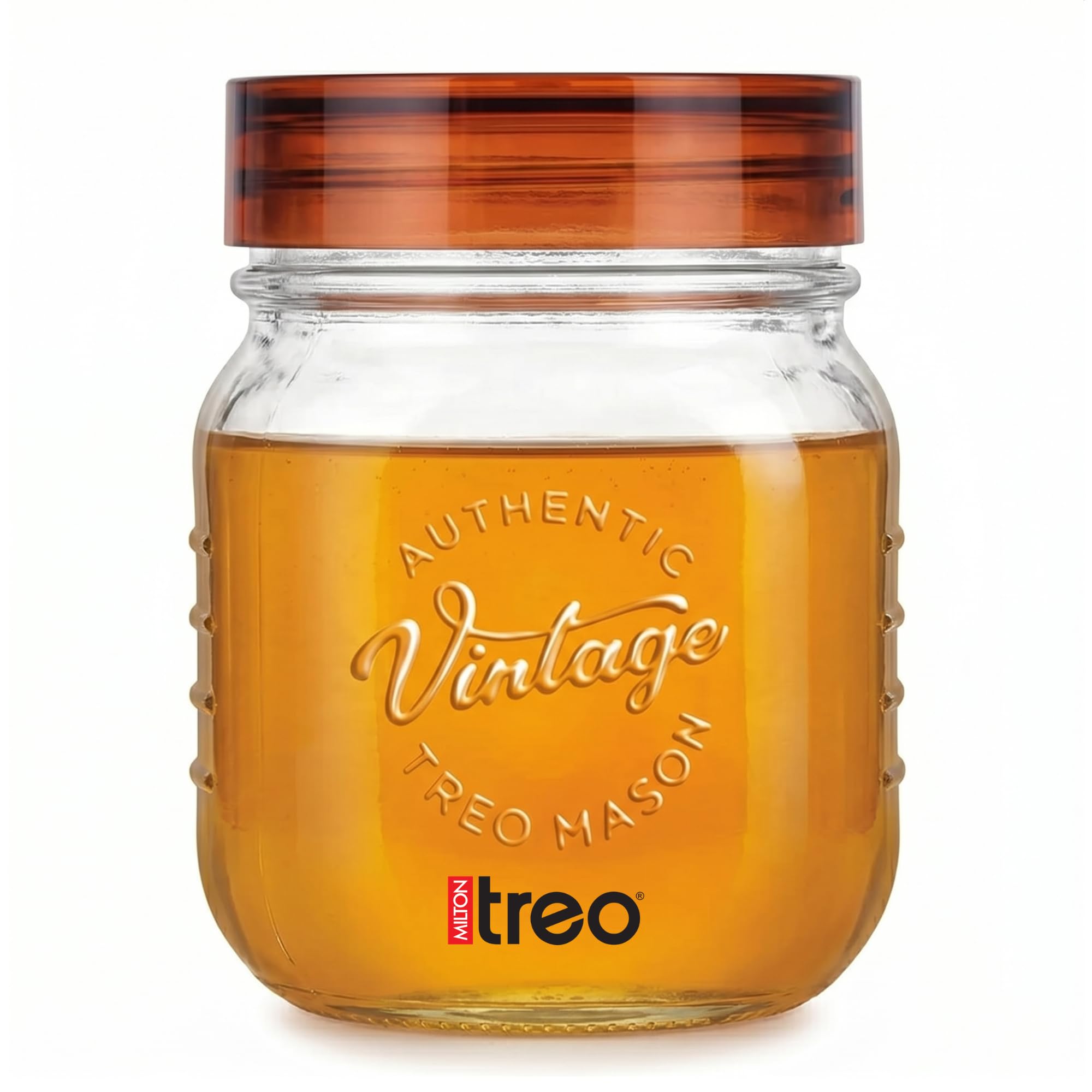 Treo By Milton Vintage Glass Jar With Plastic Lid, 500 ml, Transparent |Storage Jar | Kitchen Organiser | Modular |Food Safe | Transparent | Refrigerator Safe | Air Tight