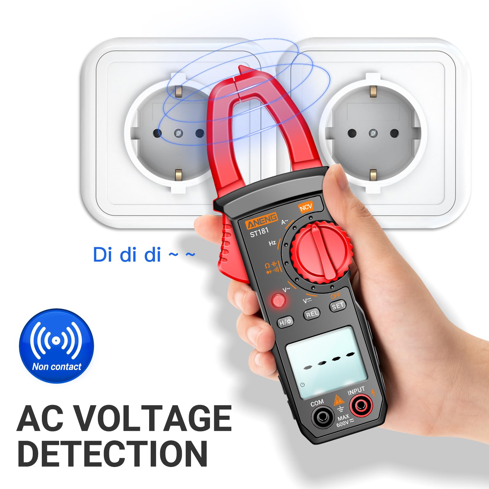 ANENG Multimètre ST181,4000 Points TRMS Pince Multimètre à Plage Automatique Avec Tension AC/DC,Courant AC,Résistance,Capacité,Continuité,Détection De Tension Sans Contact,Diodes,Outils électriques