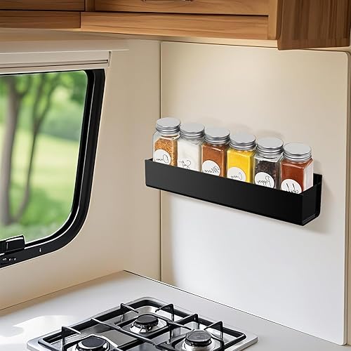 Miniatura 2 de Estante de especias para RV, organizador de especias montado en la pared, paquete de 2 estantes de almacenamiento de acrílico, montaje en puerta de