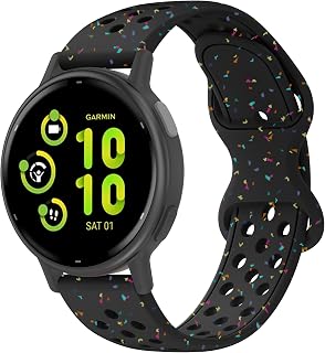Laband 20mm Colorful Sport Silicone Watch Band Compatible With Garmin Vivoactive 6/Vivoactive 5/3/Forerunner 570 42mm/165/55/245/645/Venu Sq 2/Venu, Recycled Plastic Soft Strap Replacement for Women