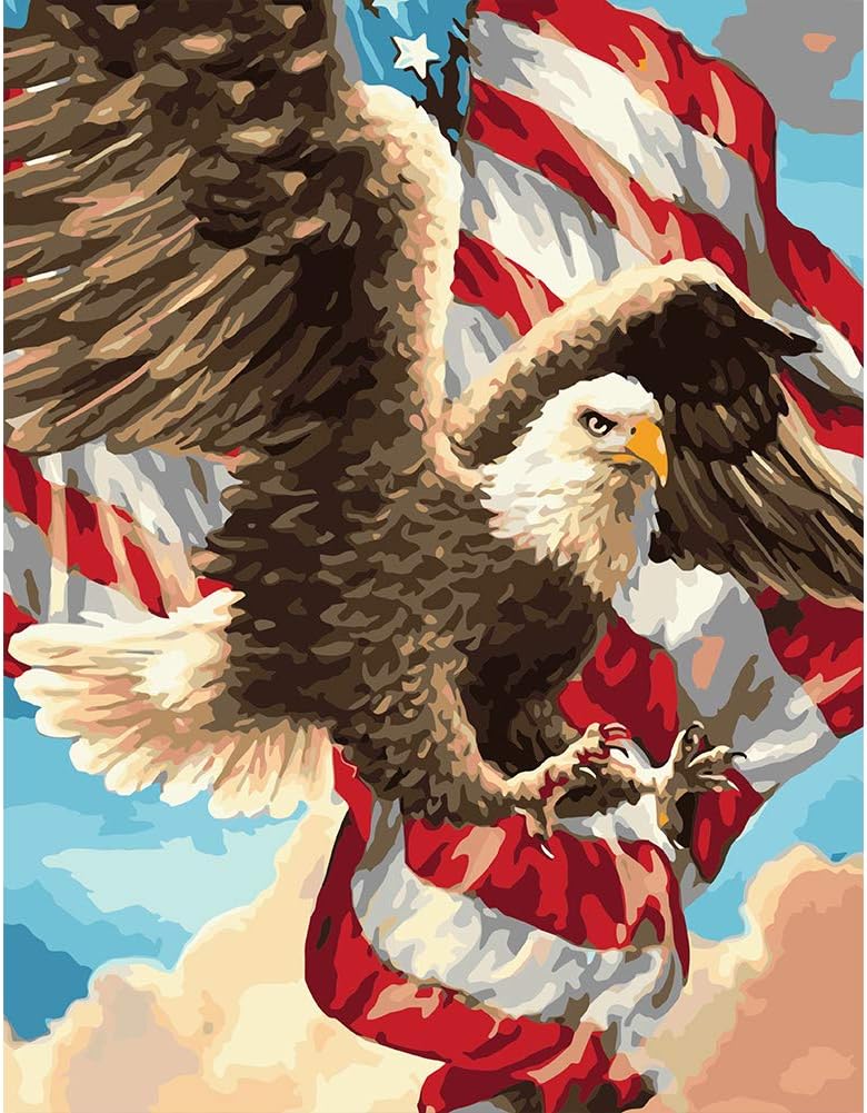 FANPUJOR Paint by Numbers Kit for Adults - DIY Painting Kits for Beginners & All Skill Levels, Relaxing Adult Paint-by-Number Kits, 16x20 Inch Eagle Design Gift & Home Décor