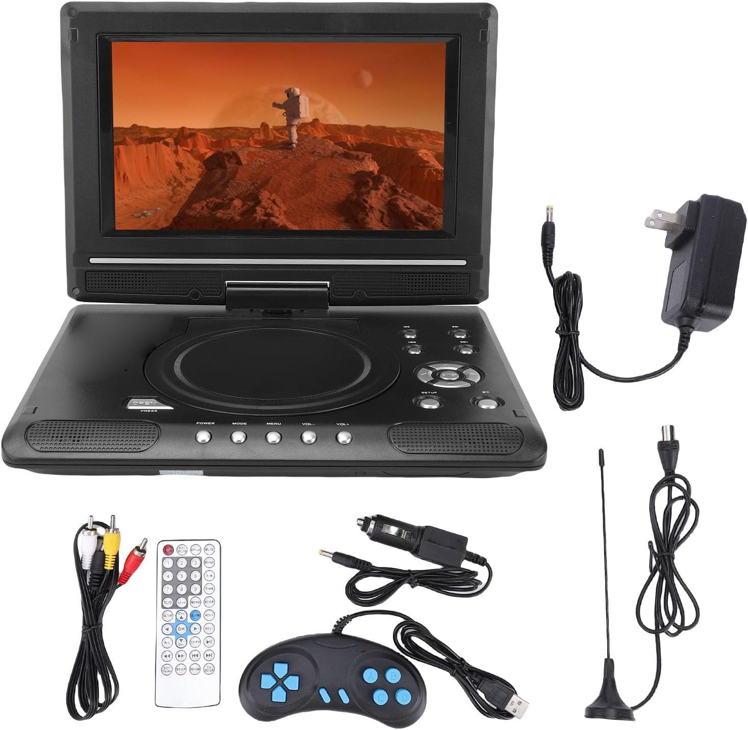 Sanpyl 9.8 Inch Portable DVD Player, Full HD 1080P Playback, Swivel Screen, Dual Speakers, Remote Car DVD Player Support USB Input AV Output Multiple Disc Formats, Black (SanpylerFJft-13)