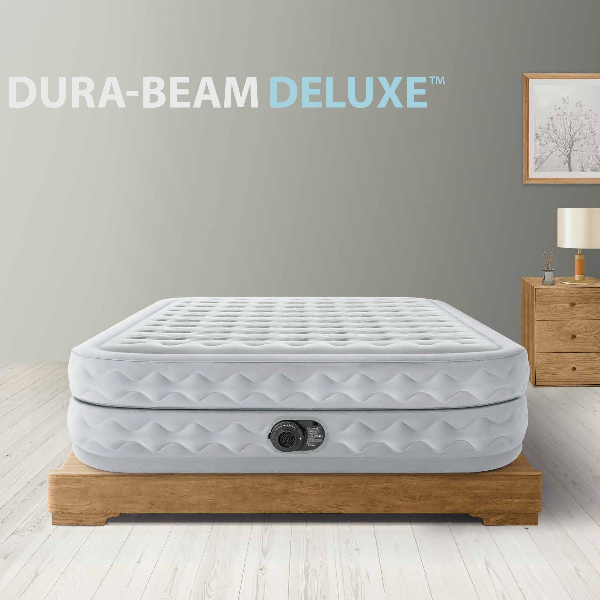 Intex 64490 Materasso Dura Beam Supreme, Teconologia Fiber-Tech Q con Pompa Elettrica Incorporata, 152 x 203 x 51 cm