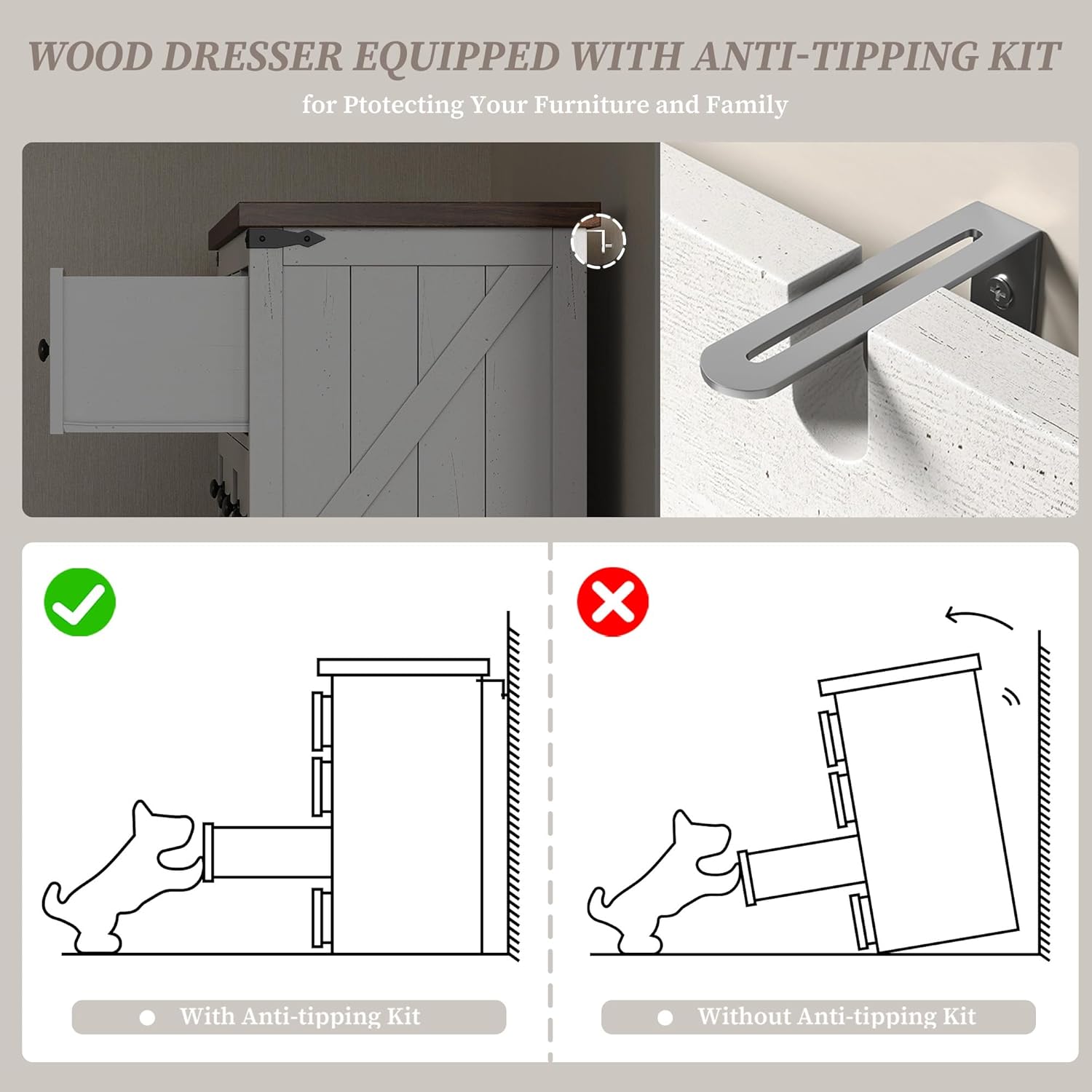 EnHomee 10 Drawer Dresser for Bedroom,55.11" W Farmhouse Dressers and Chests of Drawers with Smooth Metal Rail,Large and Wide TV Stand Hallway,Antique White,14.9" D x 55.11" W x 35.6" H