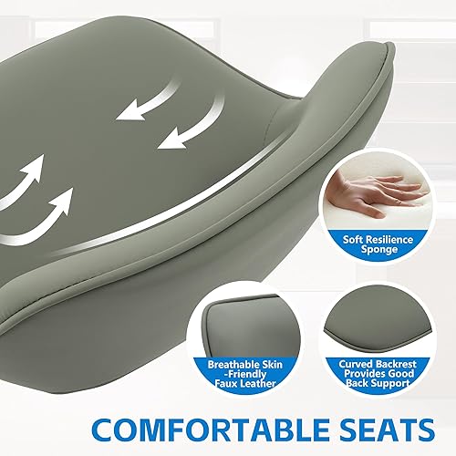 Miniatura 5 de YOUNIKE Juego de 2 taburetes de bar modernos giratorios, taburetes de bar ajustables de altura de mostrador, taburetes tapizados de piel sintética