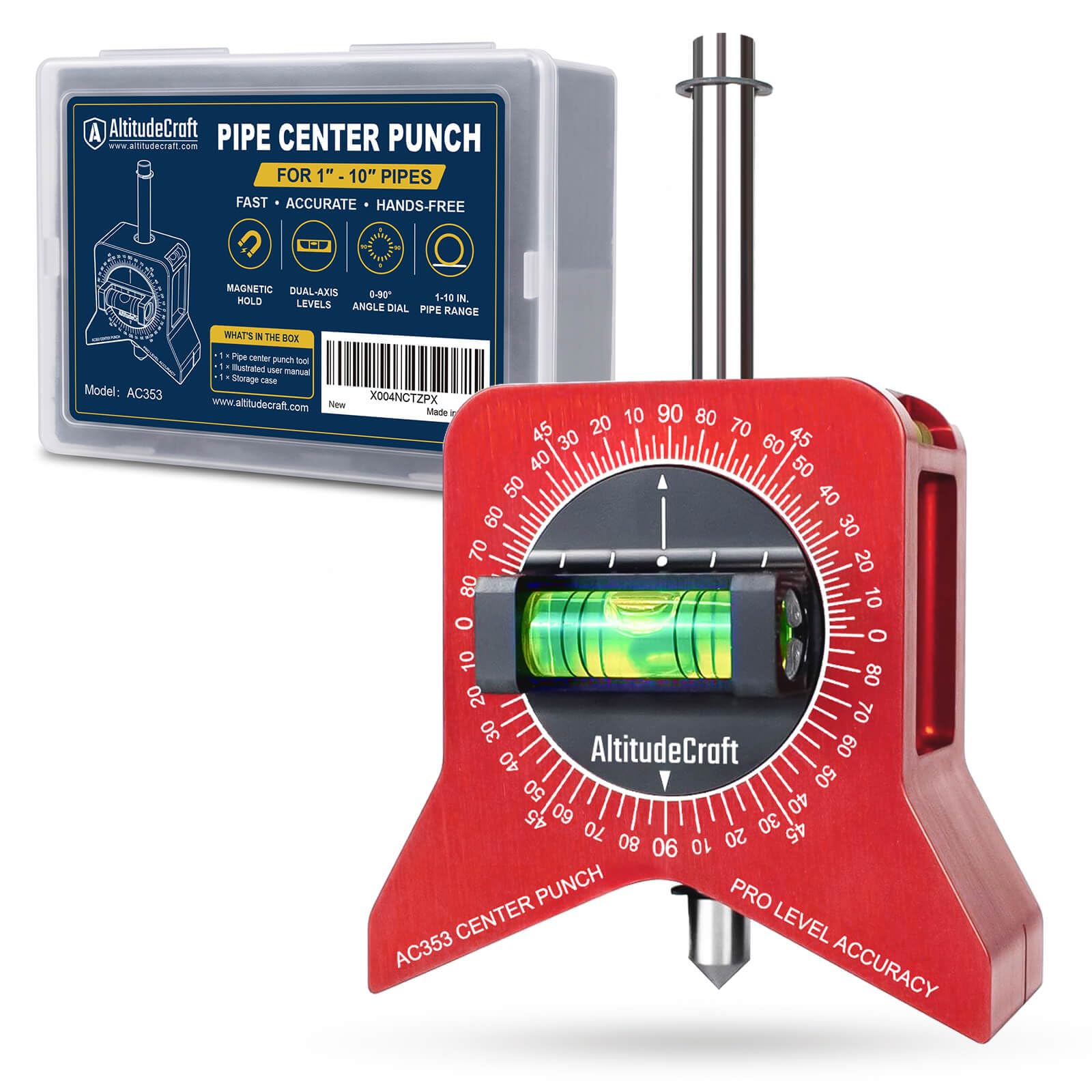Magnetic Pipe Center Finder Punch Tool for 1-10 Inch Pipe
