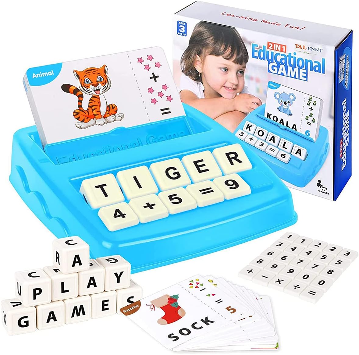 2 in 1 Matching Letter Number Games for Kids Educational Learning Toys with Flash Cards Letter Recognition Spelling Game Toys for Preschool Boys Girls