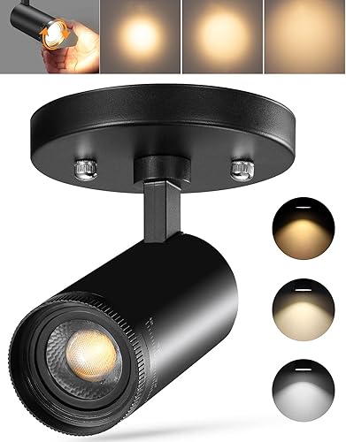 VANoopee Foco de techo LED con zoom de 3 colores de montaje empotrado, foco ajustable, luces direccionales para interiores, regulables, accesorios