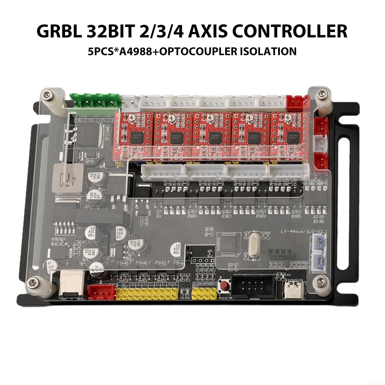 Schrittmotor Treiber, 4-Achsen Schrittmotor-Treiberplatine Für GRBL 11F, CNC-Steuerung Mit USB, 12-24V, A4988 Für Router
