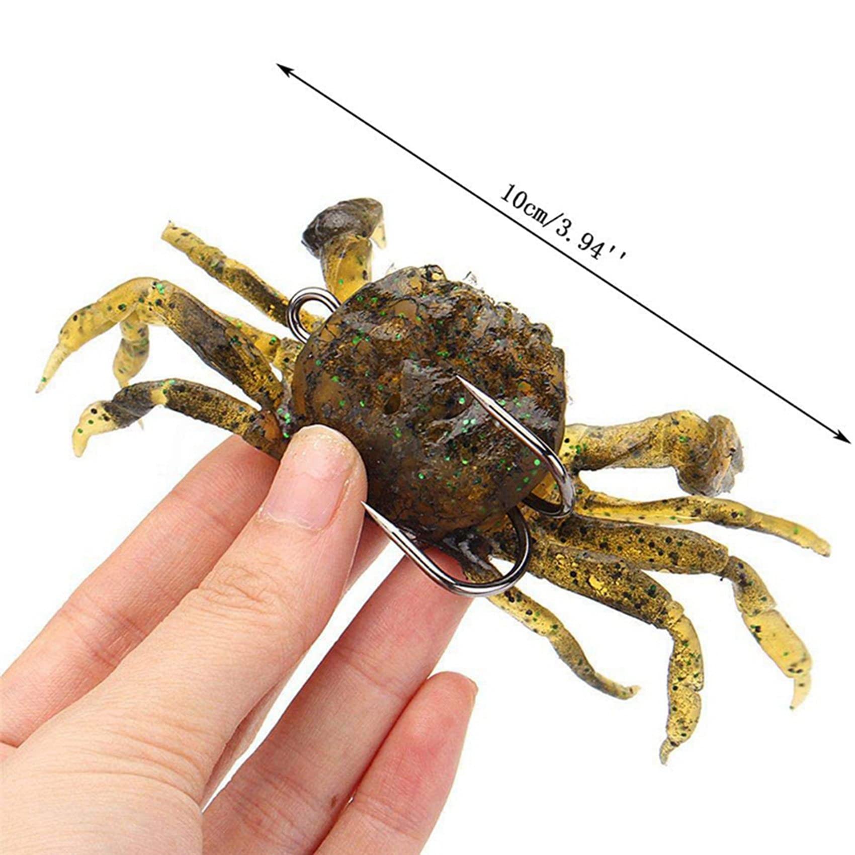 15 Esche Da Pesca In Plastica Morbida 3D - Granchio Color Ambra Trasparente E Marrone, Non Truccate