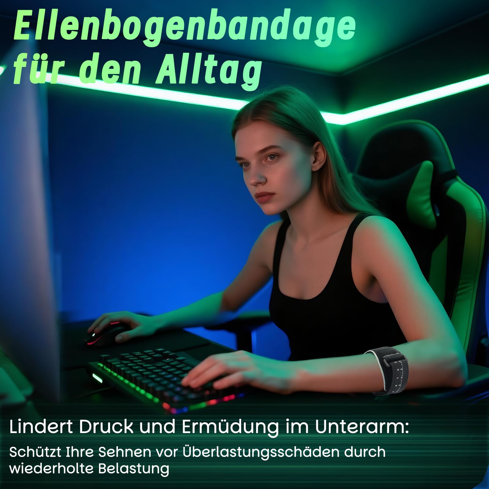 Ellenbogenbandage Tennisarm Bandage Testsieger Leichte Manschette für Tennisarm Golferarm Bandage Rechts und Links mit EVA-Futter Einstellbare Ellbogenschoner Epicondylitis Spange Herren Damen