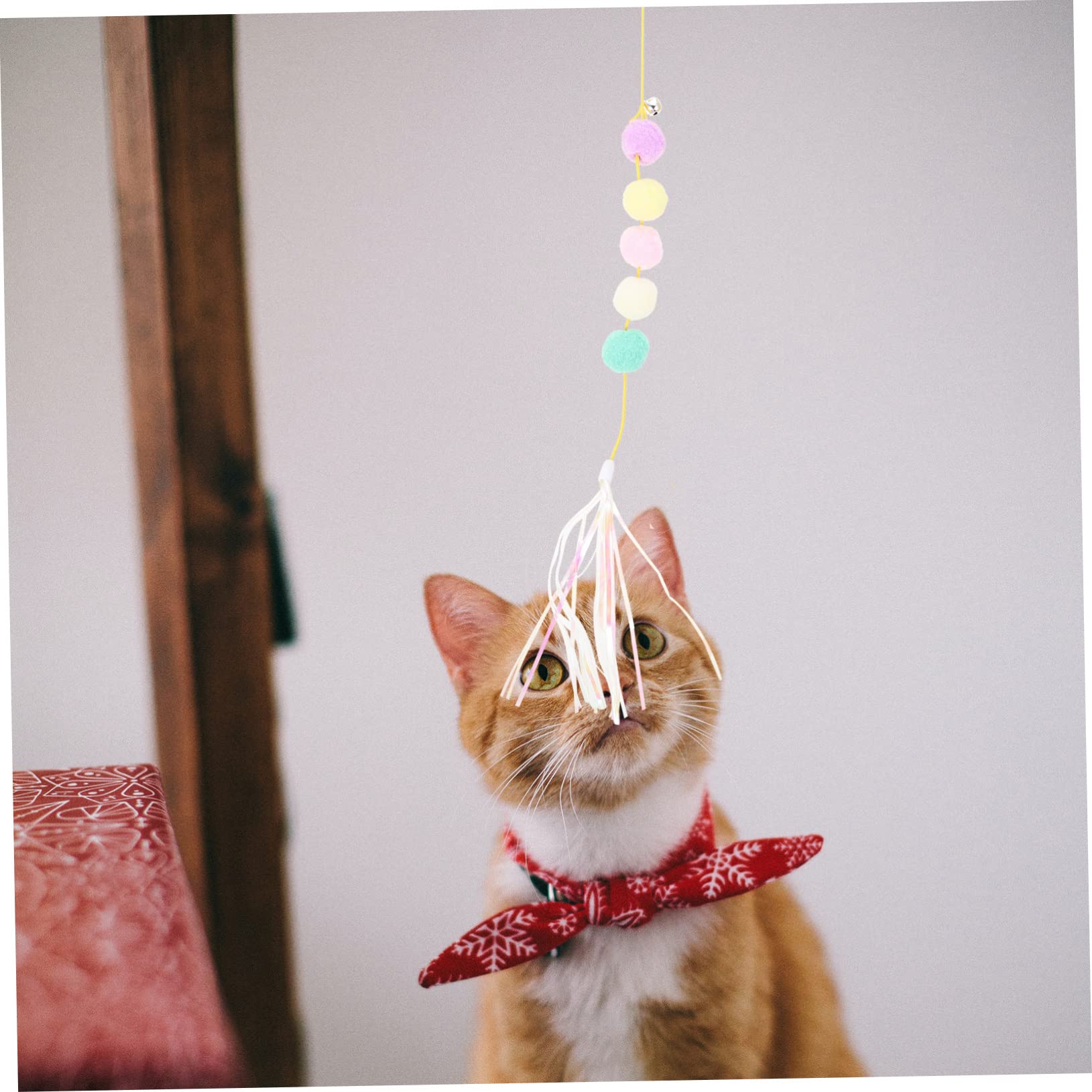 Happyyami 20stücke Katzen Spielzeug Interaktive Türhängende Schnur Spielzeuge Für Katzen Bunte Und Unterhaltsame Katzenangel Mit Feder Geräuschpapier Und Plüschfiguren Zur