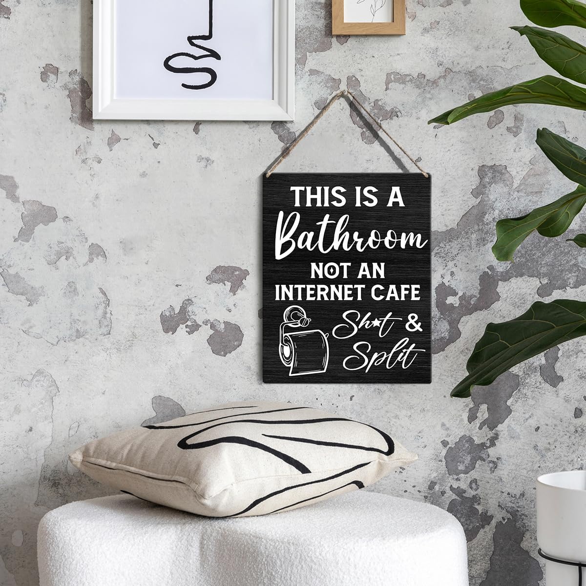 Farmhouse Bathroom Signs Wall Decor Rustic This is a Bathroom Not an Internet Cafe Wood Plaque Wooden Hanging Sign Decoration for Home Toilet Door 8 x 10 - Image 6