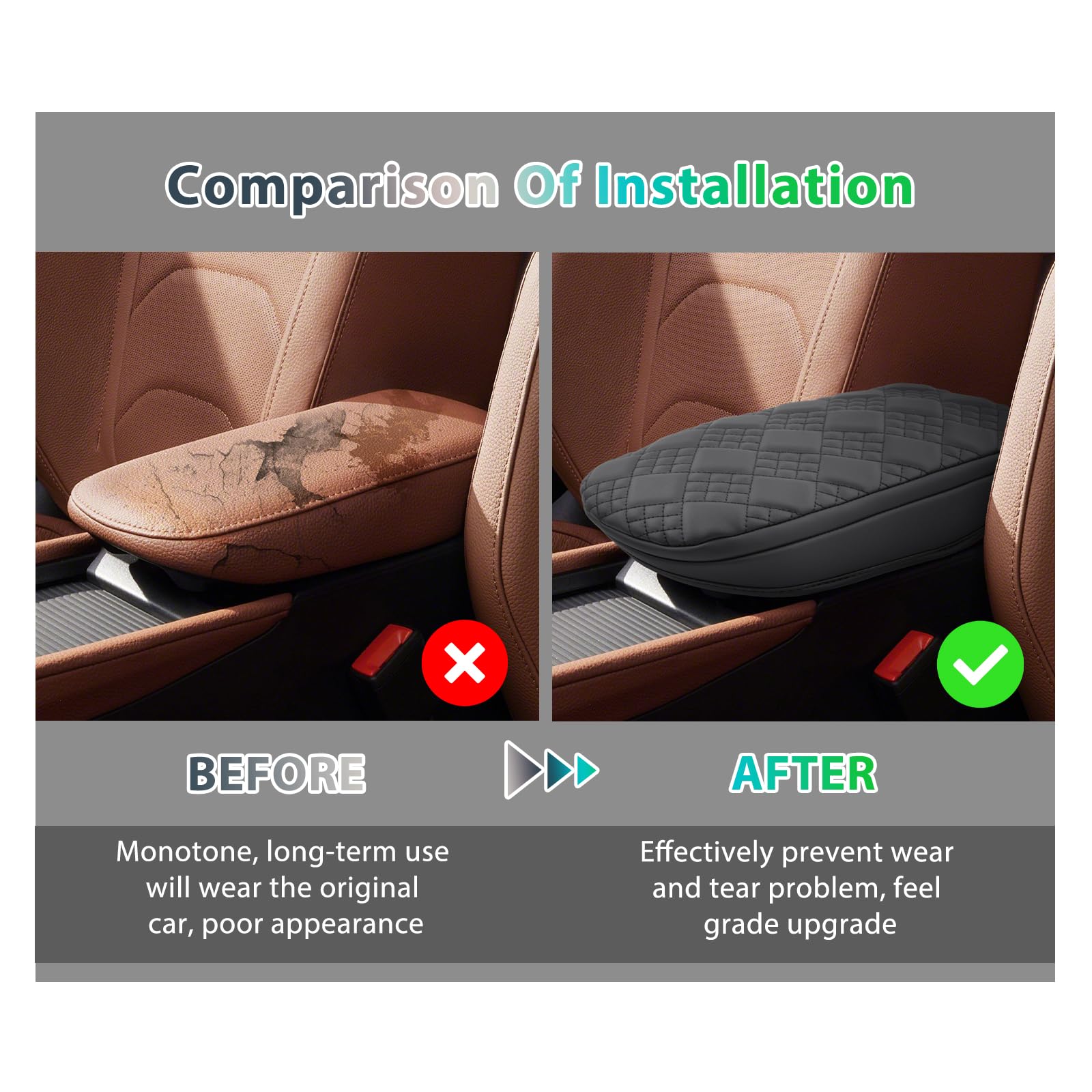 GAFAT Compatibile con Skoda Kodiaq ii 2024 2025 2026 Copertura per Bracciolo Console Centrale, Kodiaq 2 RS/Sportline Braccioli Protezione in Pelle, 3 CM Aumenta Ispessito, Alleviare la Fatica