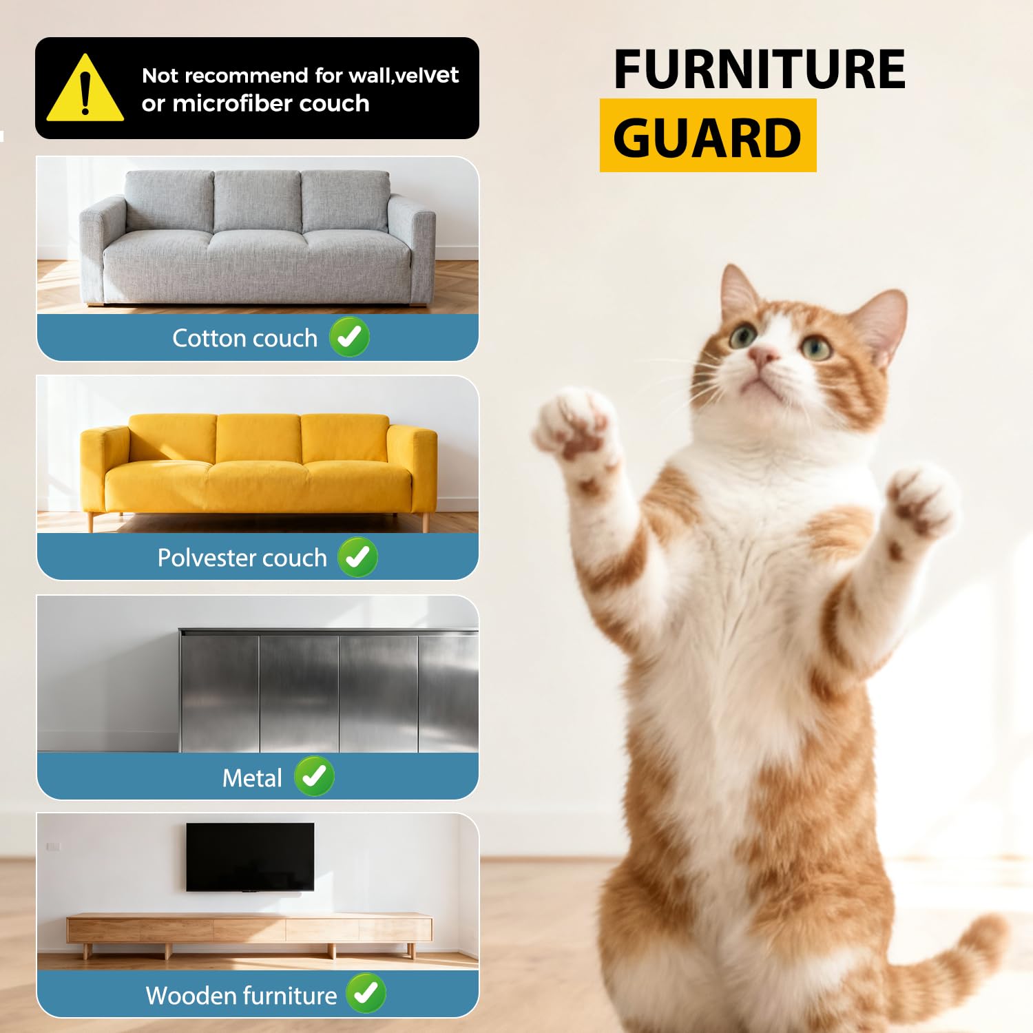 Protezione divano graffi gatto, 40X500CM antigraffio gatto divano per gatt, proteggi divano gatti graffi per Mobili per Divani, PVC Anti-Graffio Protector, Protezione per Divano Porta e mobilie