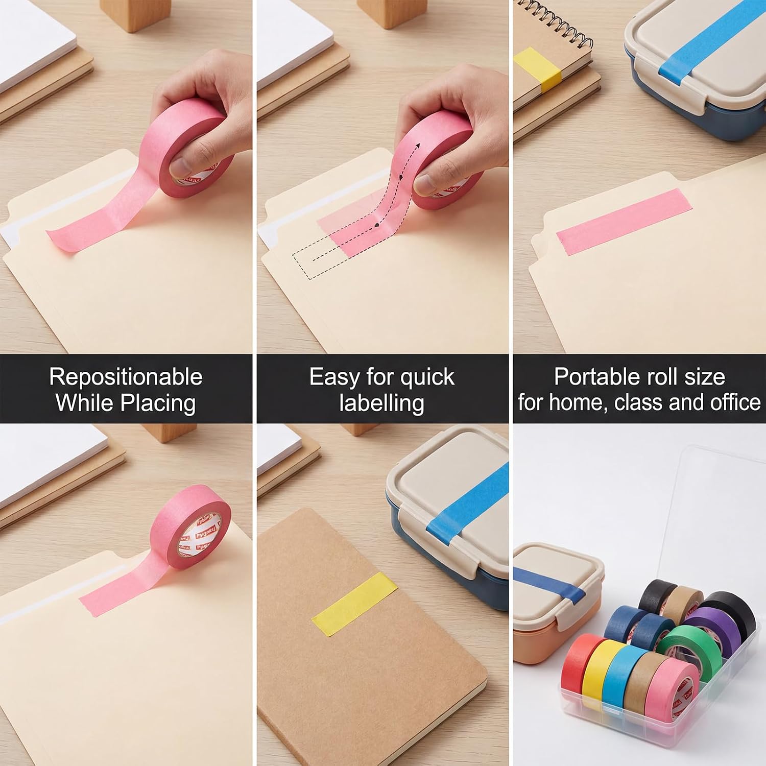 12 Rolls Colored Masking Tape I Inch × 240Yard Total Colored Painters Tape Rolls, Writable Removable Colorful Craft Tape for Kids Labeling Arts Crafts Classroom Decor, 23mm×20m×12Rolls