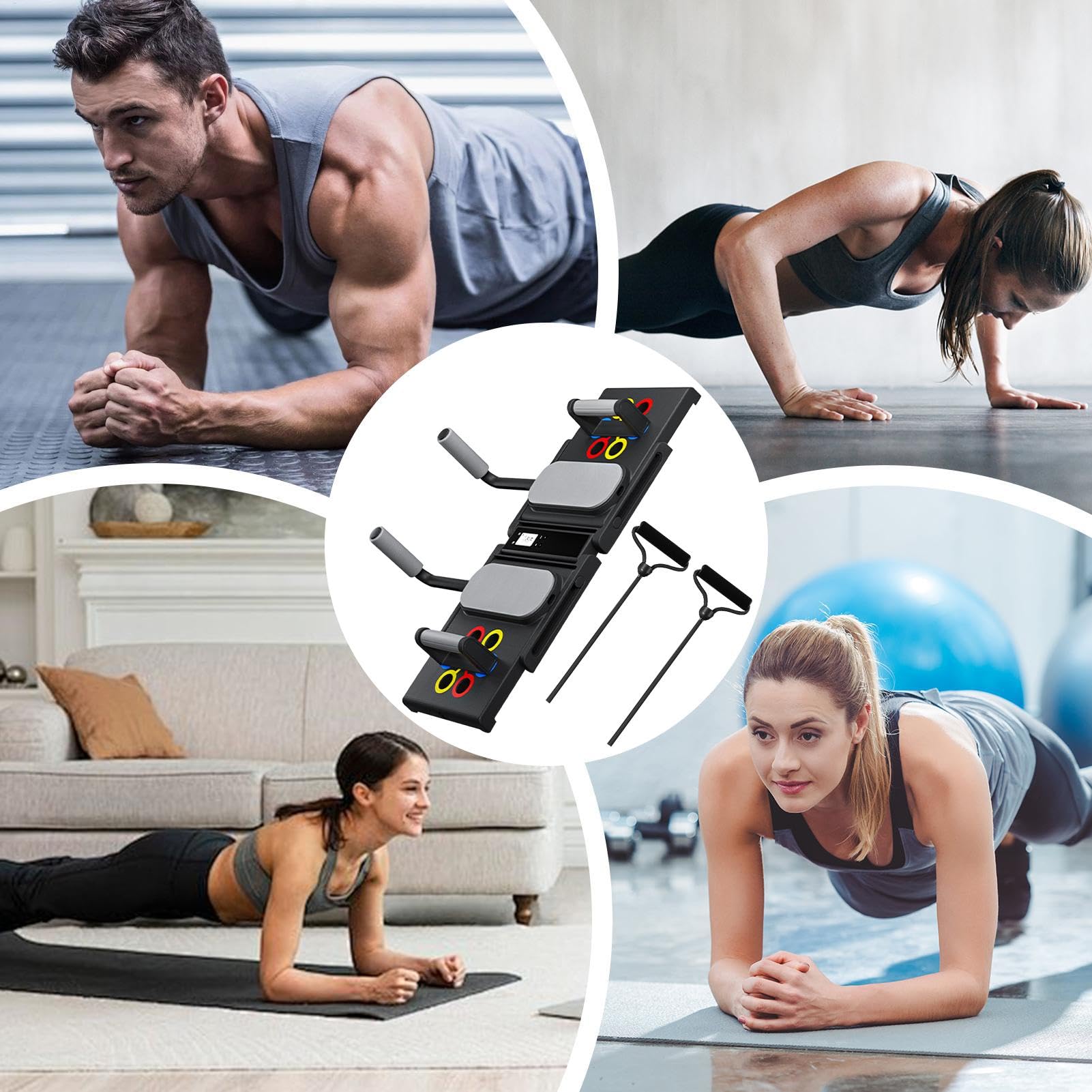 Push -UP Tarjeta de Fitness, Tarjeta push -up portátil, tarjeta push -up multifuncional, soporte de puspup | Accesorios de entrenamiento de fitness multifuncional PILATIS BEAD BRIGI EN LA ALLEZIONE DE
