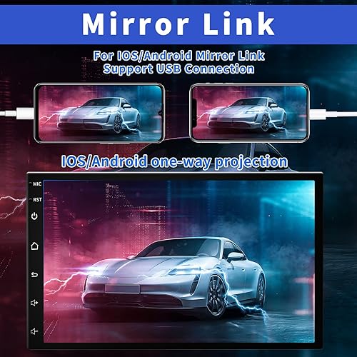 Miniatura 4 de Estéreo de coche doble DIN compatible con Apple Carplay y Android Auto, pantalla táctil de radio HD de 7 pulgadas, Bluetooth, subwoofer, puerto USB,
