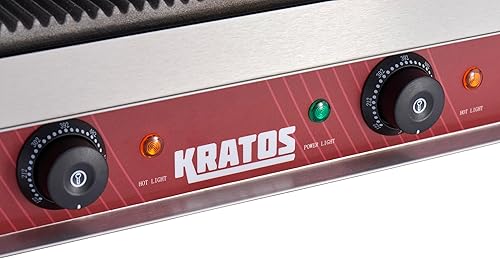 Miniatura 7 de Kratos 29Y-023 Parrilla comercial Panini Sandwich con placas ranuradas, superficie de cocción de 18.7 "x 9", 120 V